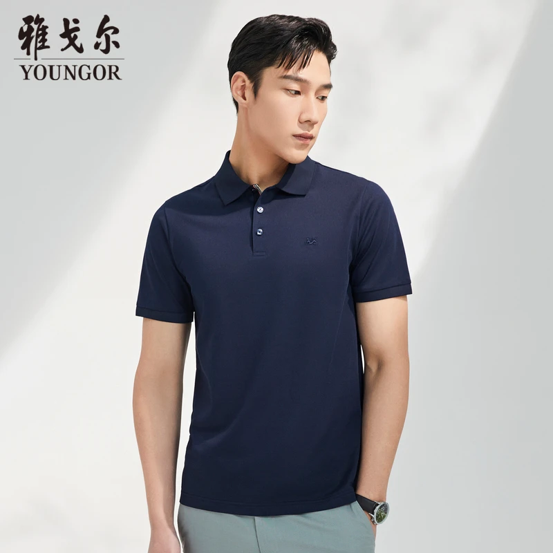 【含桑蚕丝】雅戈尔男士夏季商务休闲透气舒适弹力短袖POLO衫速干