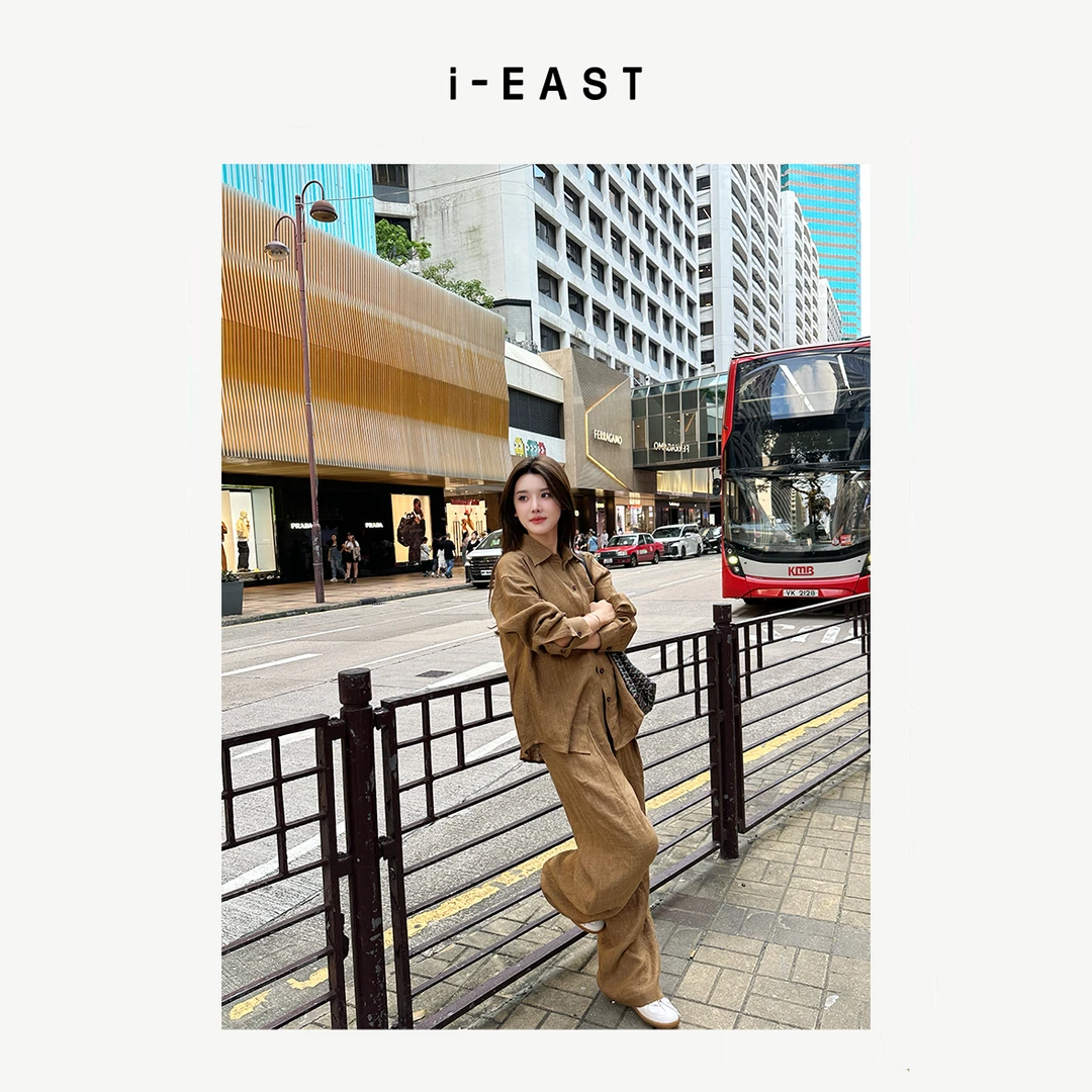 i-EAST 吸引力法则~简约宽松直筒休闲裤-4Q K1026