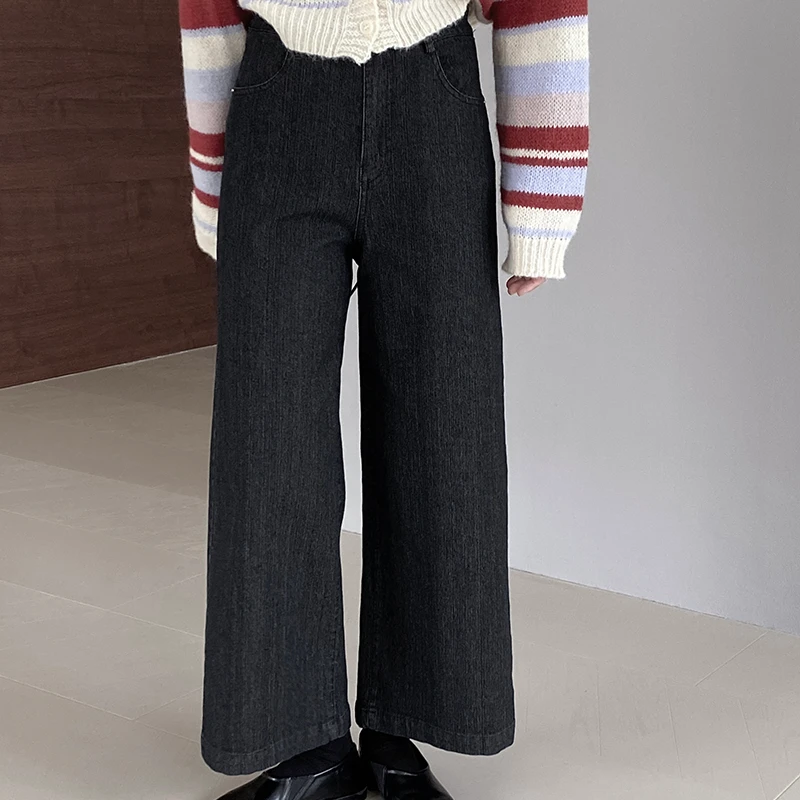 秋季直筒牛仔裤女韩版显瘦九分黑色弹性烟管休闲裤子百搭