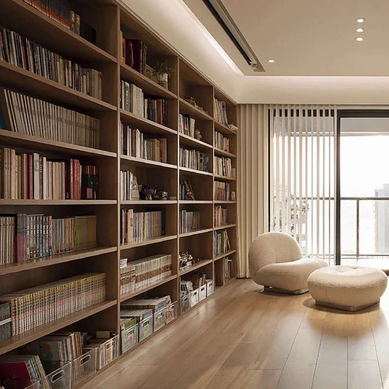 北欧定制满墙书柜落地书架整面墙书柜去客厅化书柜黑胡桃实木书架