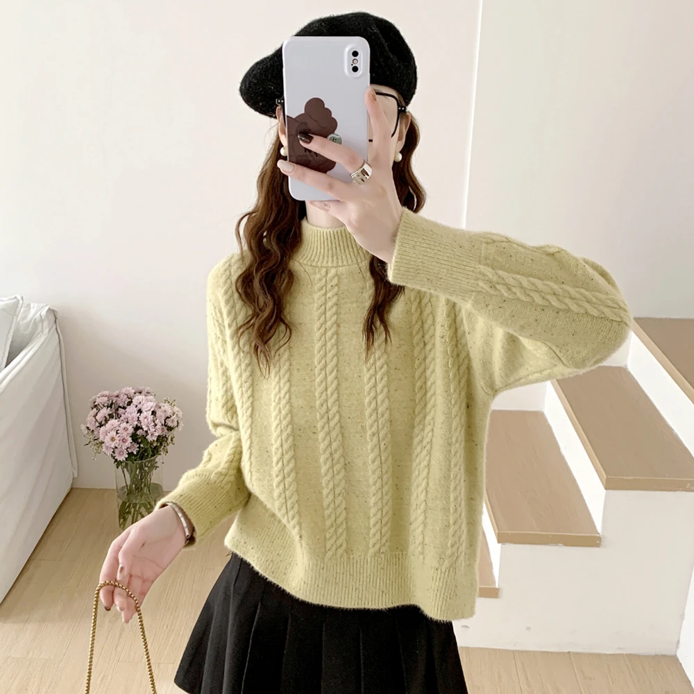 苏醒的乐园加厚半高领彩色点SXMY32877时尚慵懒风宽松女毛衣