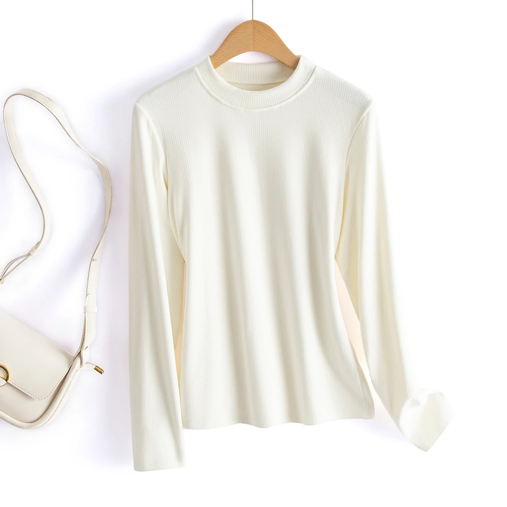 苏醒的乐园打底衫体感温柔圆领纯色长袖SXND32368秋百搭显瘦藏肉