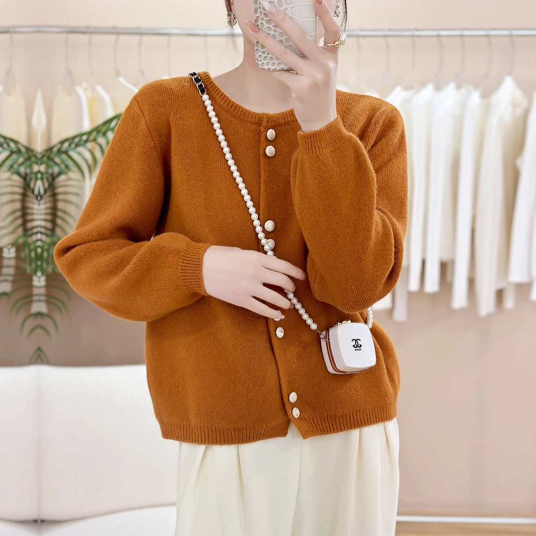 苏醒的乐园扣子圆领简约SXMY32841百搭显瘦宽松洋气开衫女