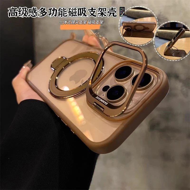 适用苹果16promax手机壳iPhone15防摔双支架磁吸充电14/13/12/11