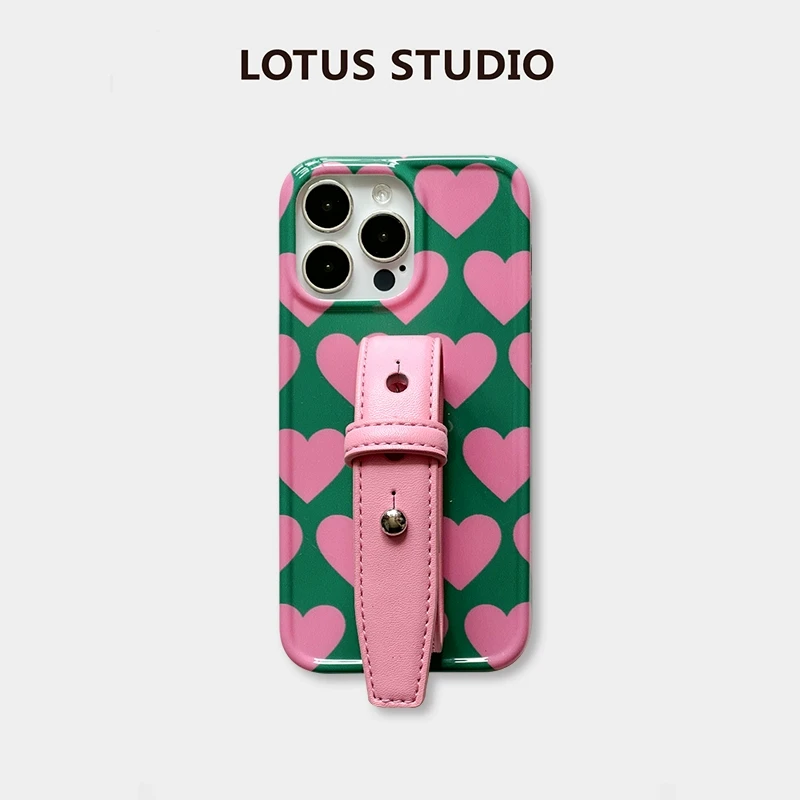 粉绿爱心豆豆钉iPhone15promax苹果13/14华为mate60pro防摔手机壳