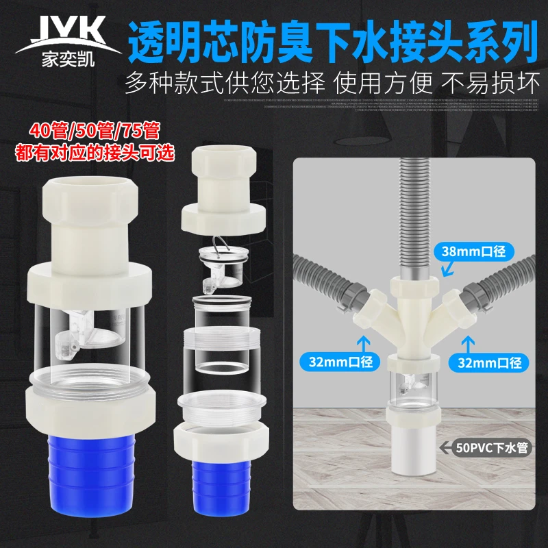 洗衣机下水三通地漏专用接头排水管Y型三头通二合一配件防溢水50