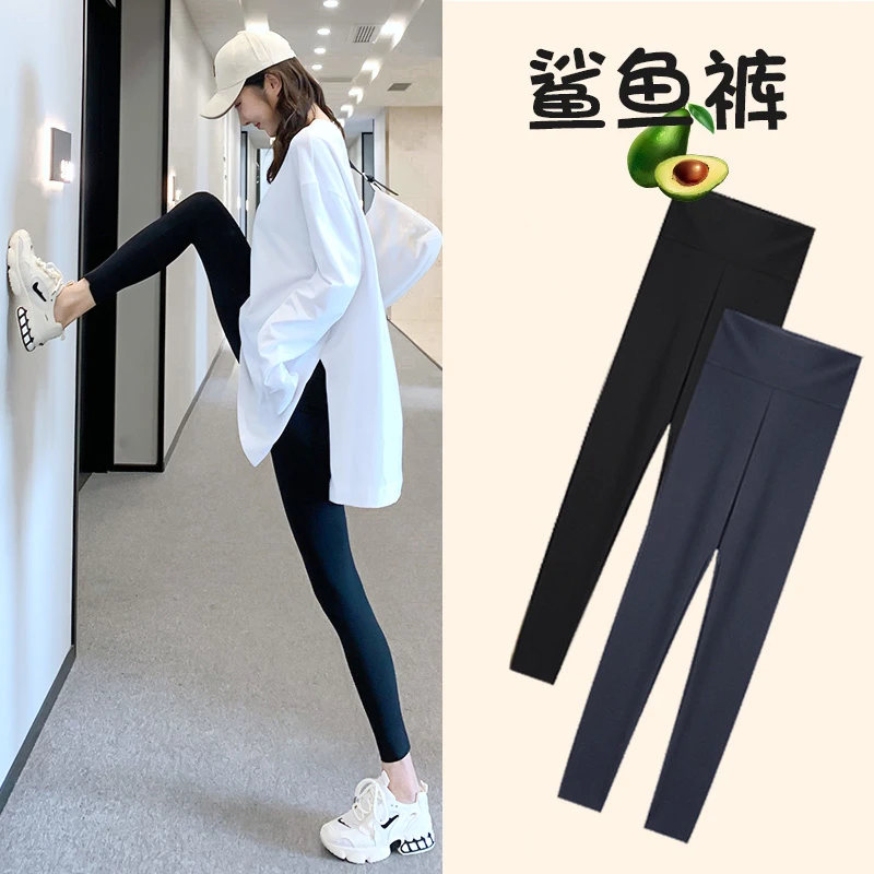 鲨鱼裤春秋款薄款高腰紧身显瘦提臀打底裤女外穿春秋收腹瑜伽性感