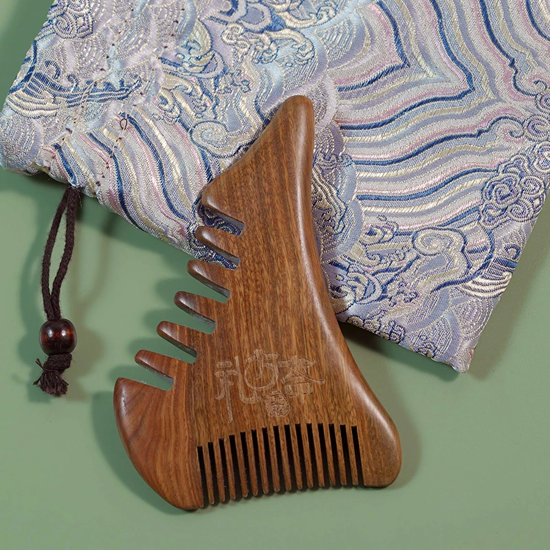 【英子推荐】礼方斋 多功能五齿木梳正宗绿檀便携木梳刮痧