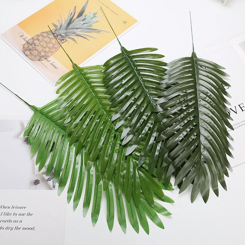 仿真植物假花绿植婚庆排花路引插花叶子植物墙装饰单支葵叶散尾葵