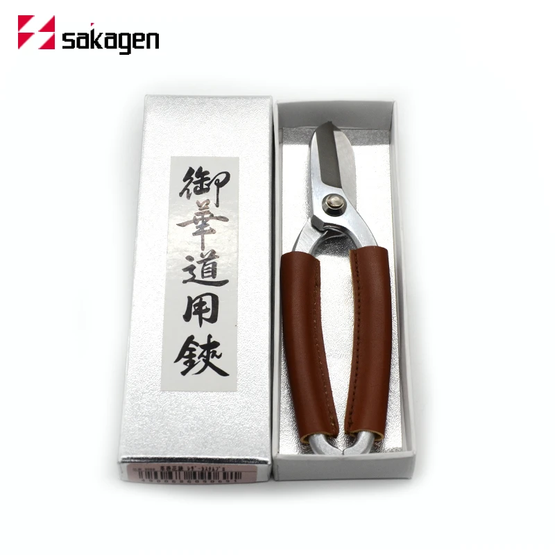 日本坂源御花道剪 进口花艺剪花园花店修枝剪插花工具皮柄池坊剪