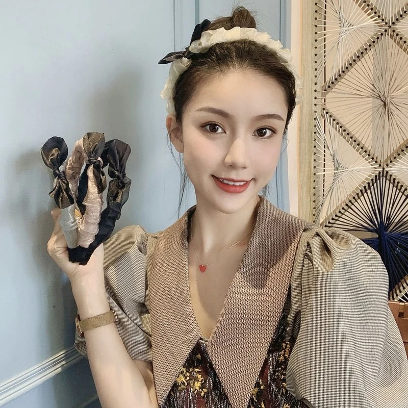 无金属布艺发饰 网纱小香风欧根纱发箍百搭头箍仙女森系超仙饰品