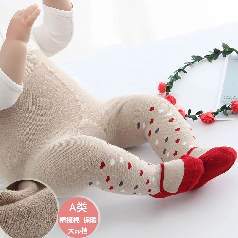 秋冬儿童宝宝打底裤袜加厚毛圈保暖新生婴幼儿大pp连体女童连脚袜