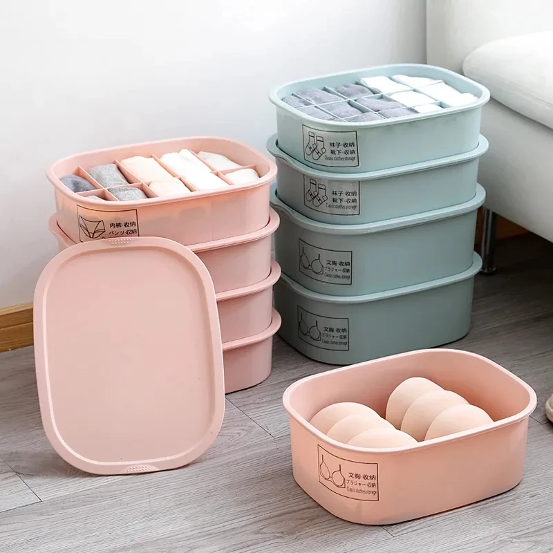 左叶3盒套装文胸内衣袜子收纳盒收纳柜收纳套装格子家用内衣盒