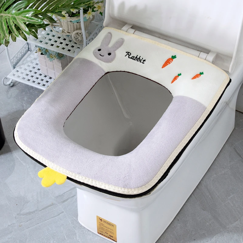 方形马桶坐垫四季通用拉链款保暖加厚可爱网红家用冬季马桶坐便套