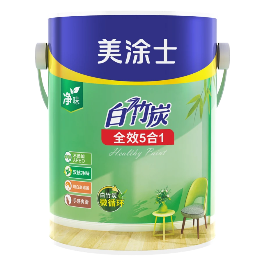 美涂士白竹炭全效五合一墙面漆