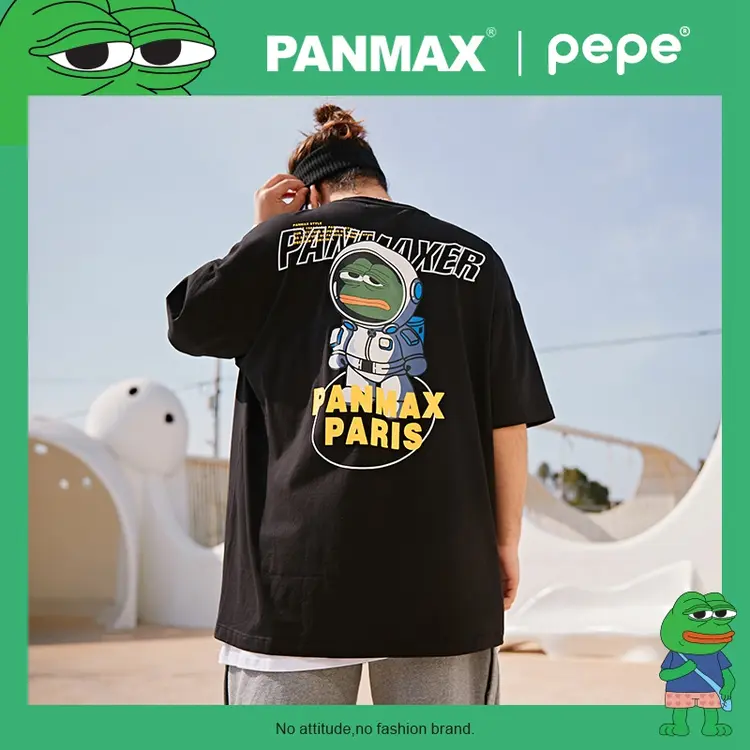 PANMAX悲伤蛙联名创意宇航员PEPE印花纯棉个性男装街头短袖T恤潮