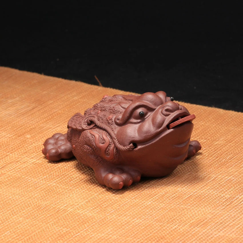 宜兴紫砂茶宠摆件茶盘茶具配件茶玩精品功夫雕塑招财金蟾三足金蟾