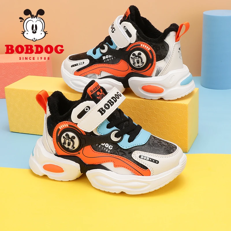 Bobdog/巴布豆新款加绒运动鞋冬款童鞋二棉跑步鞋26-37 106515037