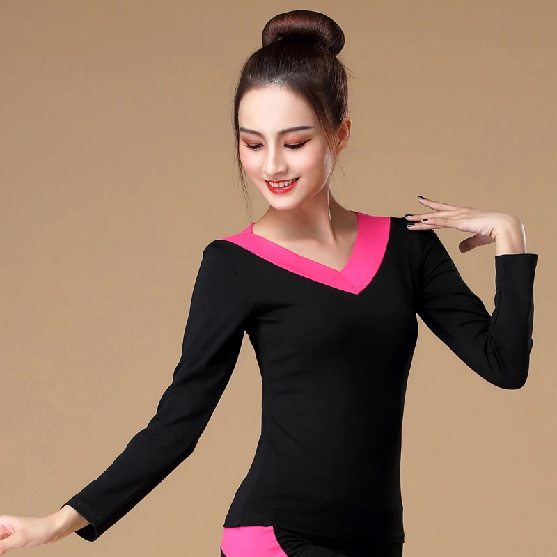 广场舞服装女秋装跳舞衣服舞蹈练功服短袖上衣加厚莫代尔新款成人