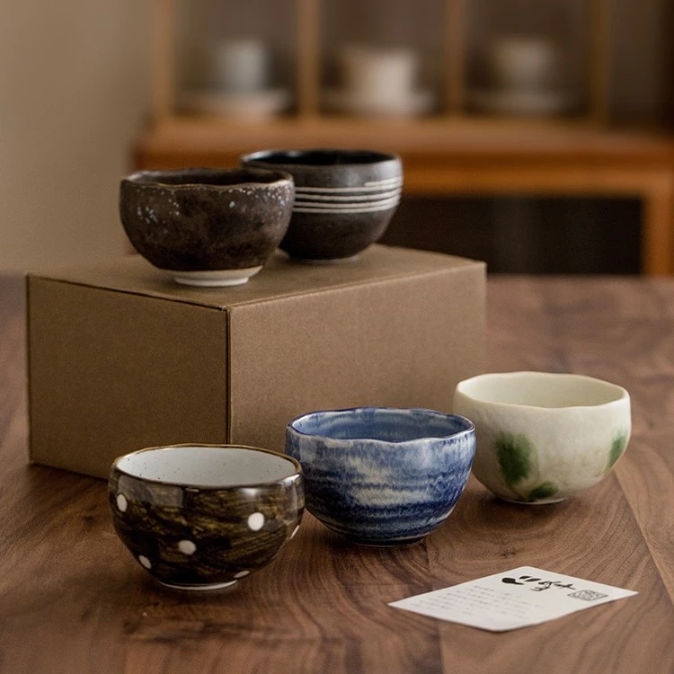 同合日本进口餐具美浓烧日式家用侘寂风米饭饭碗手绘粗陶礼盒套装