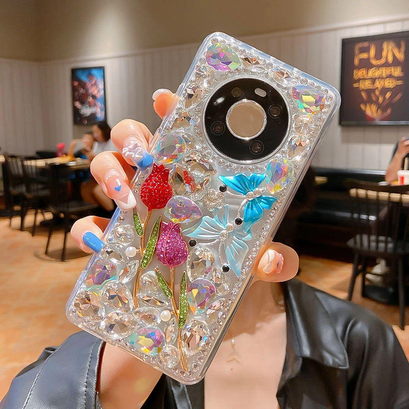 华为mate50手机壳mate40pro创意玫瑰花mate30/50pro防摔手机壳diy