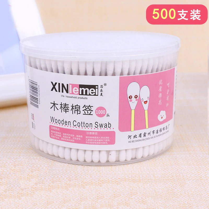500支装棉签双头家用掏耳朵棒包邮化妆卸妆木棒竹棒棉棒棉花耳勺
