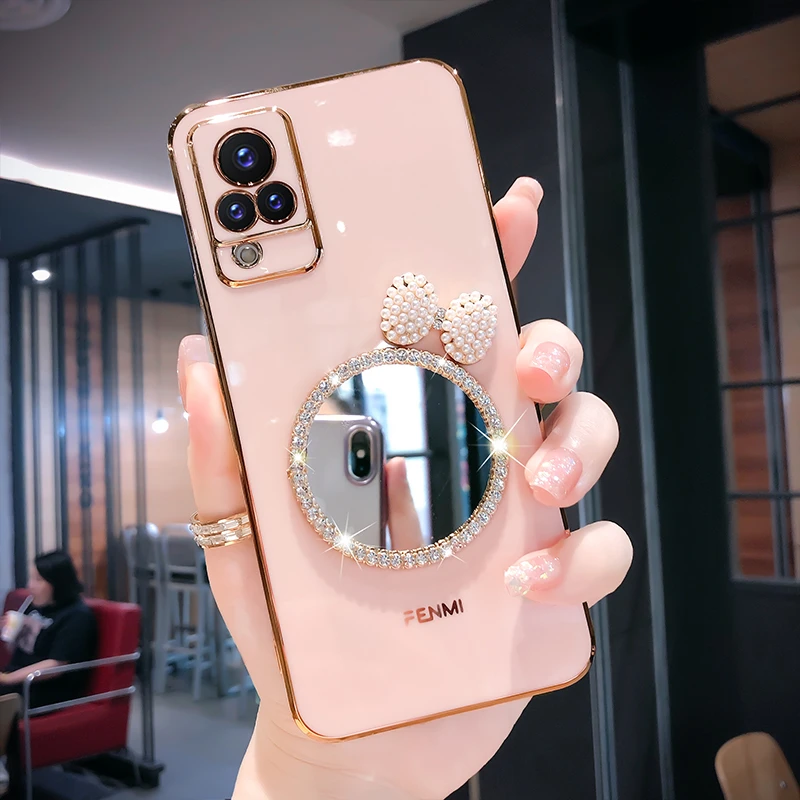 潮钻适用vivos9手机壳s9e电镀vivo高级感水钻补妆镜硅胶防摔全包