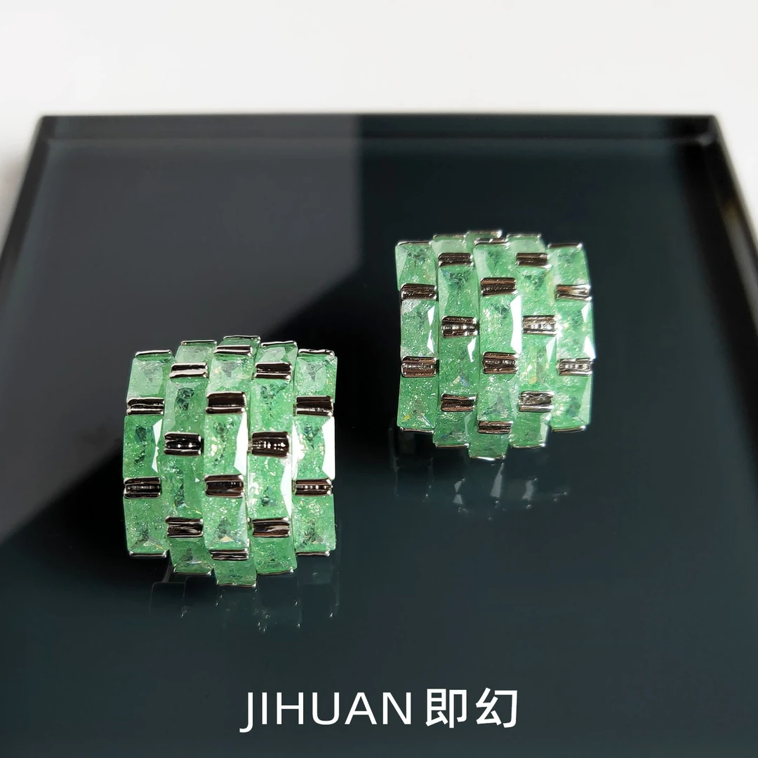 铜合金耳饰 光合作用-冰绿 限定款高端独特设计师耳环曲面 A-4648