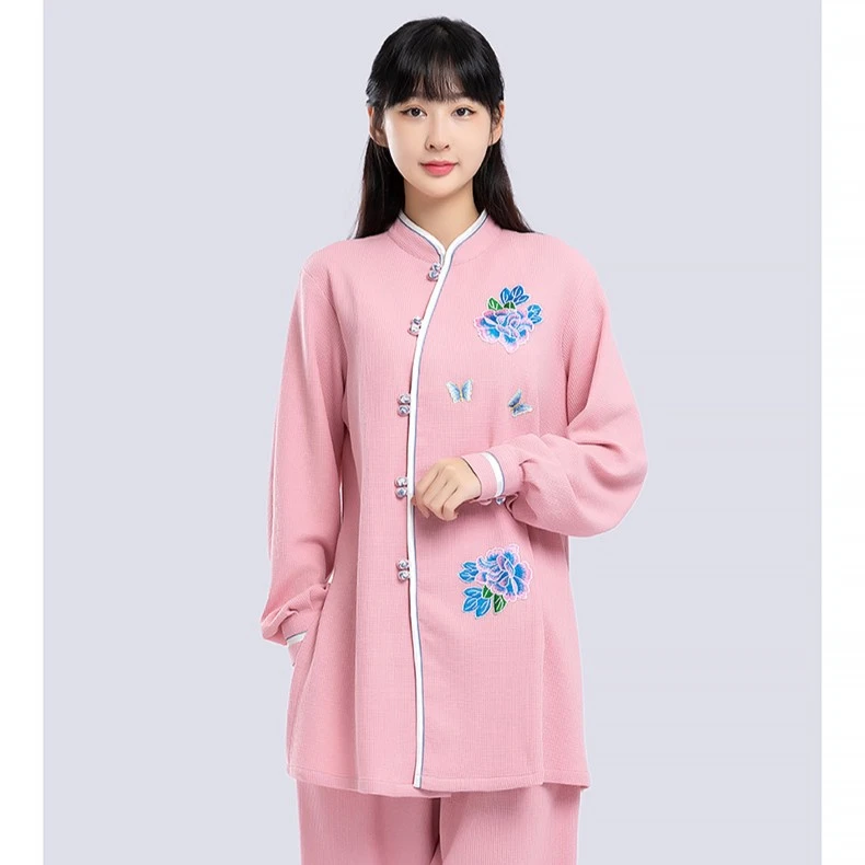 初若原创设计中式改良秋冬加厚太极服女刺绣练功服表演服