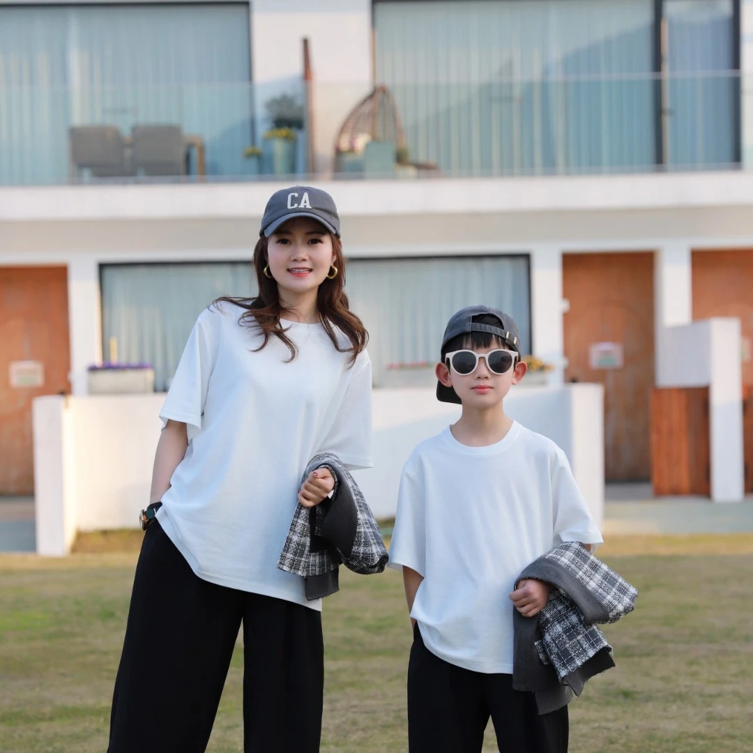 【哲思凡亲子装】百搭休闲时尚宽松休闲珠地高品简版圆领短袖T恤