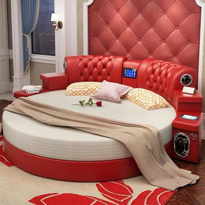 圆床创意网红圆形主卧床婚床情侣床双人床酒店多功能大圆床公主床