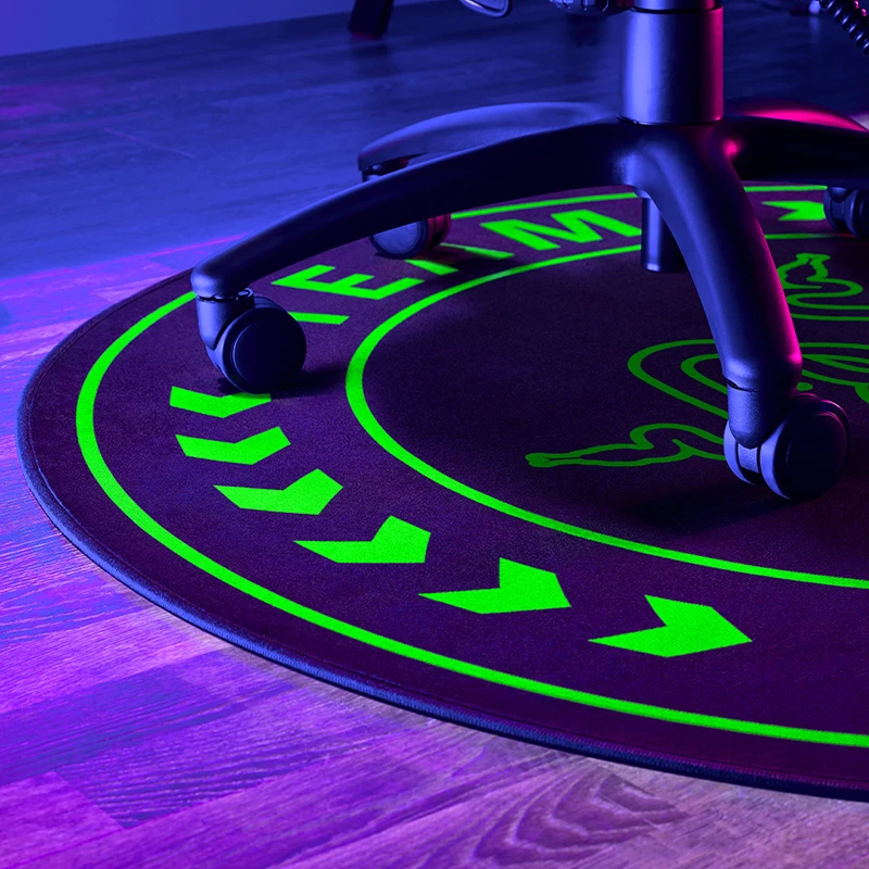 Razer雷蛇Team Razer地垫适用于游戏电竞椅软毛1.2米圆形编织地毯
