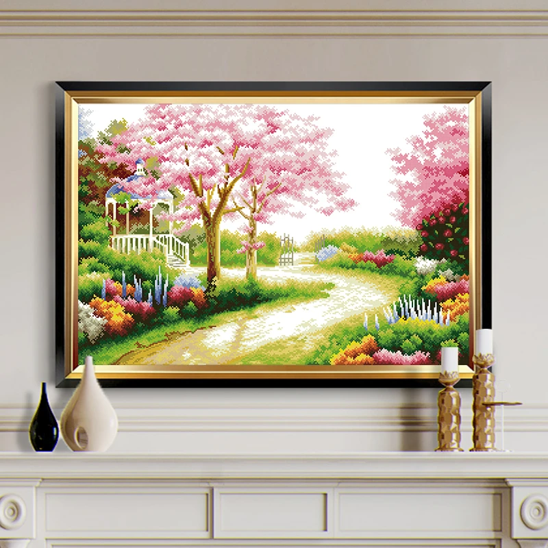 客厅十字绣2025年新款线绣棉线田园现代风格浪漫花园风景画自己绣