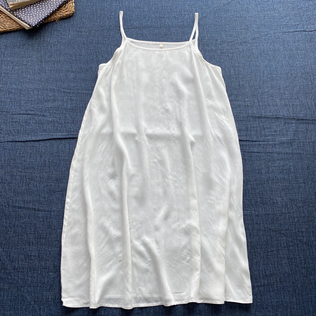 静家时光，夏款百搭简洁舒适薄棉打底裙，吊带裙