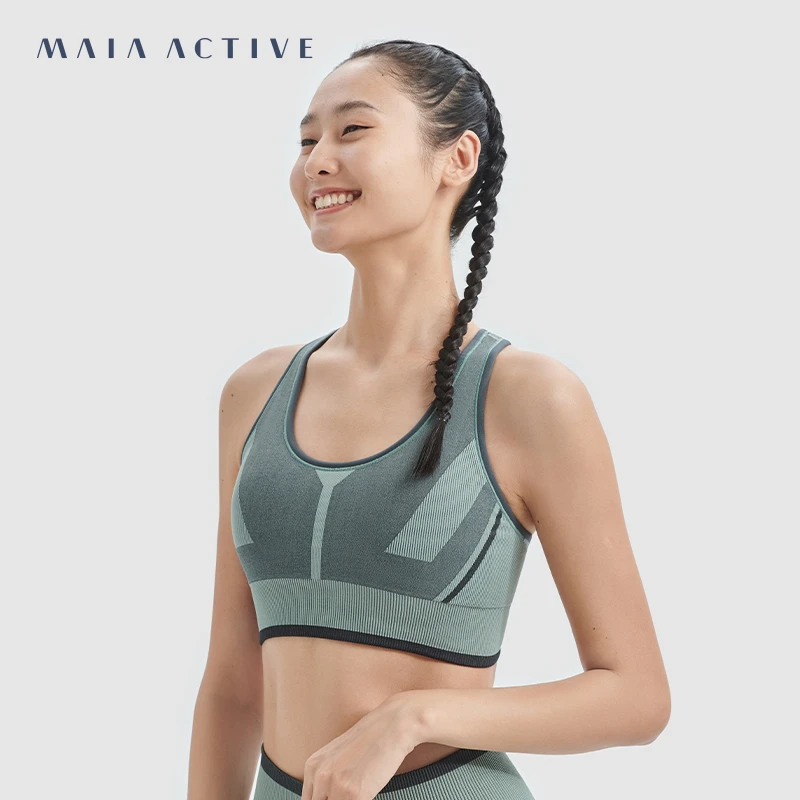 MAIAACTIVE SEAMLESS 无缝撞色工字背瑜伽中强运动健身内衣 BR018