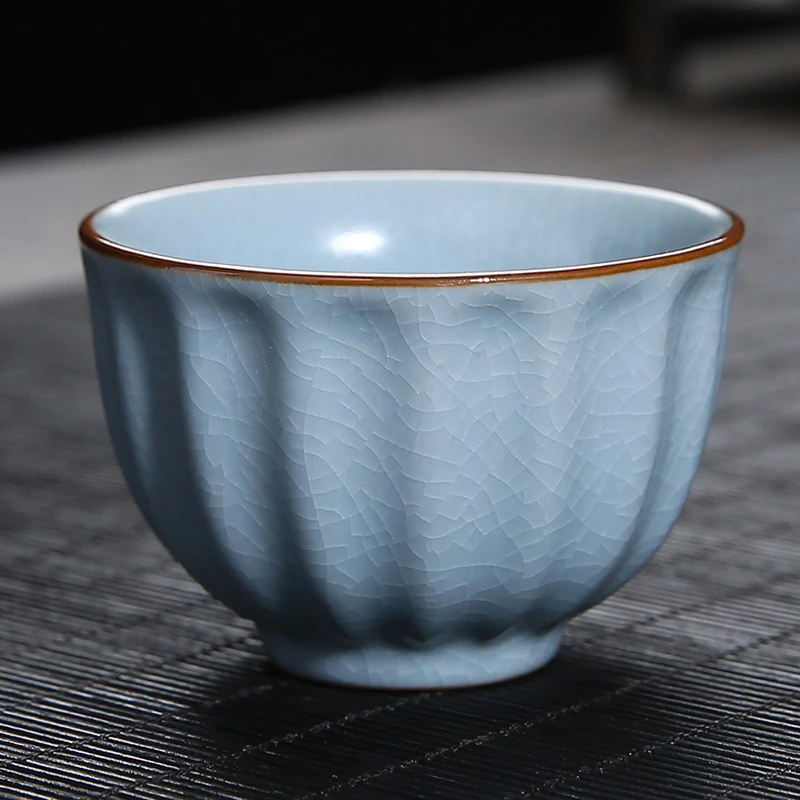 汝窑主人杯开片可养冰裂竖纹功夫茶杯陶瓷品茗单个杯汝瓷茶具茶盏