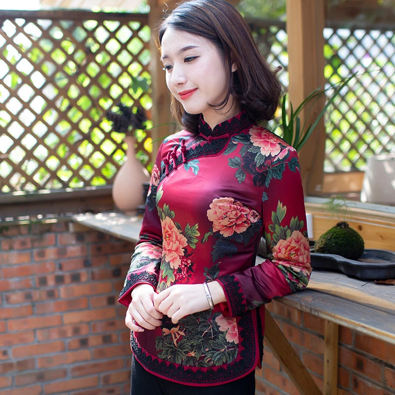 如意风加棉唐装秋冬中国风女装旗袍上衣复古盘扣棉服中式女装8557
