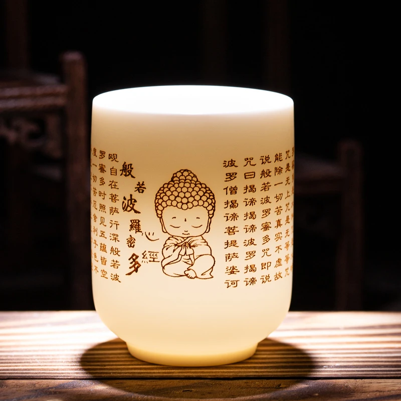 怡轩源羊脂玉茶具套装家用办公用品礼盒。