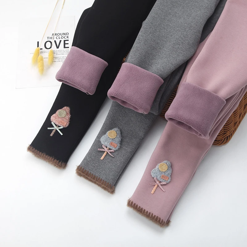 女童加绒加厚打底裤冬季中小儿童一体绒裤子女宝宝加厚长裤外穿