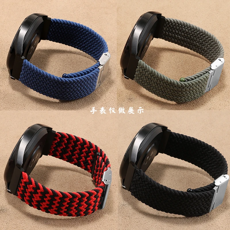 编织尼龙手表带代用汉米尔顿天梭美度华为watch3防水帆布表带22mm