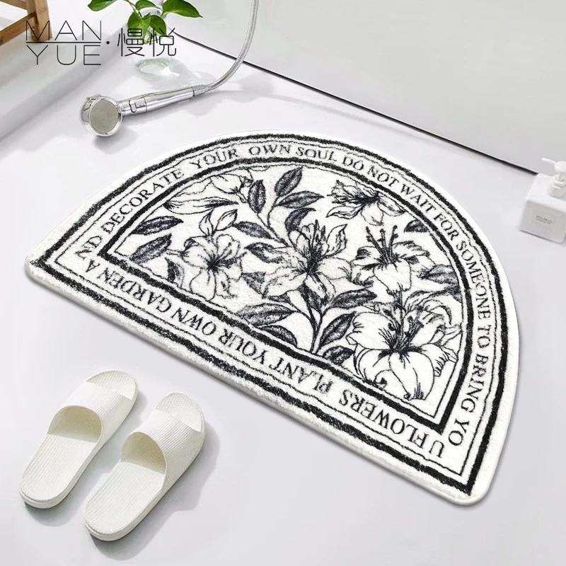 法式花卉加厚防滑居家地垫浴室吸水脚垫卫生间卧室榻榻米床边毯