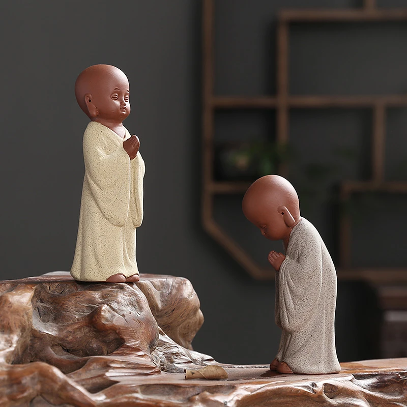 创意功夫家用小和尚如来摆件人物禅意茶道茶室桌面茶具装饰品摆设