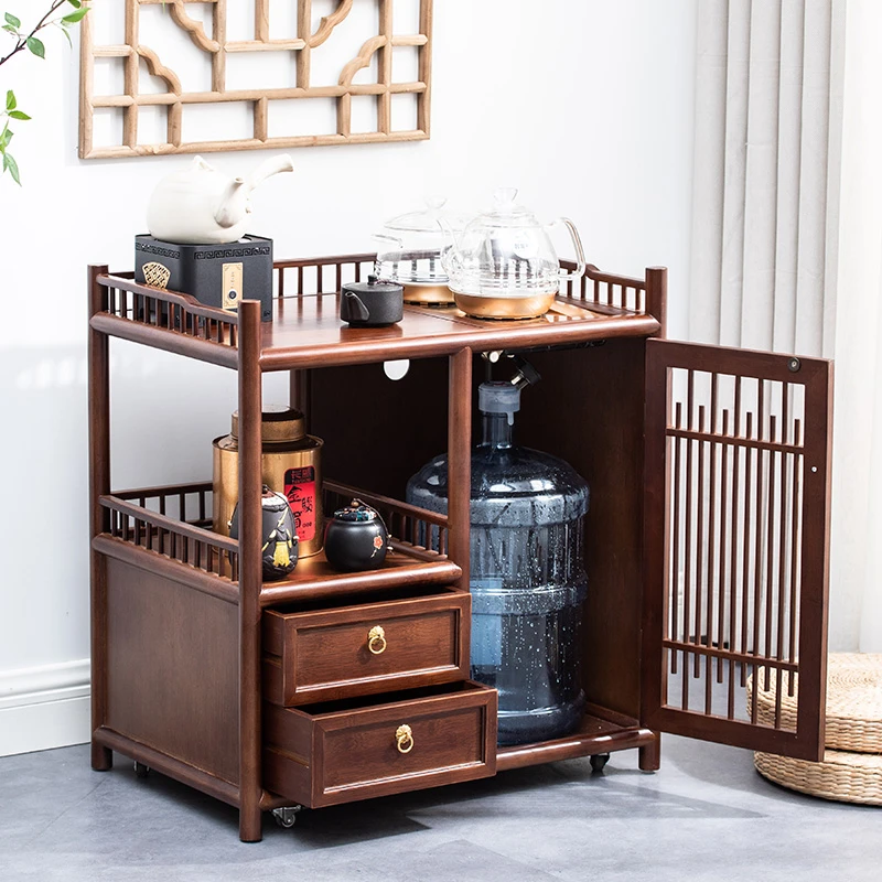 品如新中式烧茶柜烧水壶一体可移动落地茶水柜茶柜架茶台柜小柜子