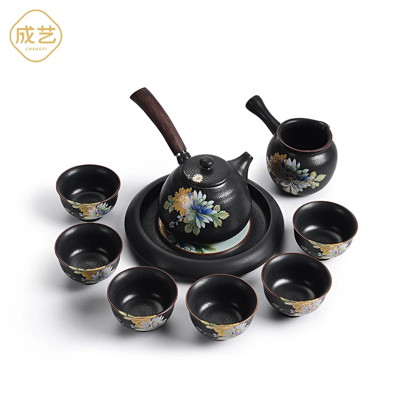 【成艺】清雅凝香系列手工扒花功夫中式茶具套装高档趴花居家办公