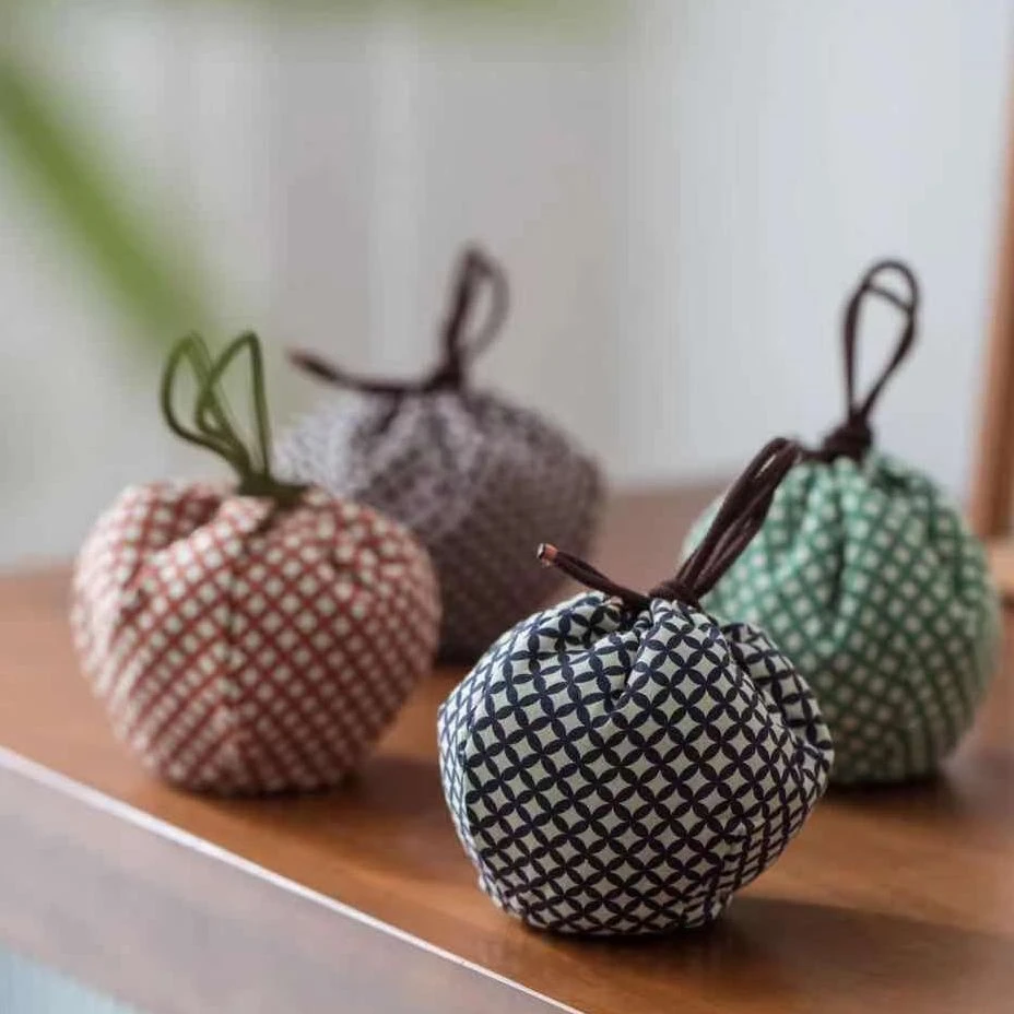 知舍织造 古币纹棉麻仕覆袋  单杯袋 主人杯袋 茶道零配收纳中式