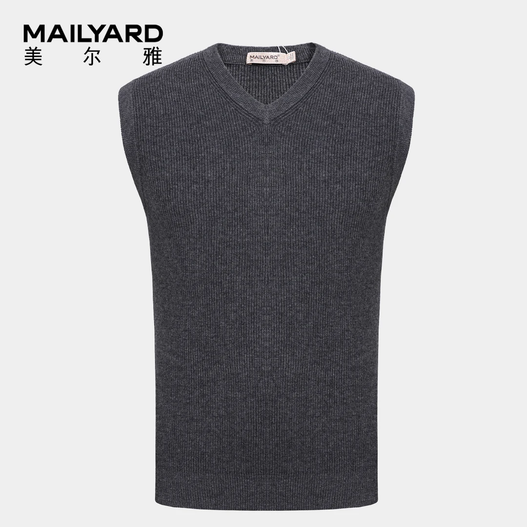 MAILYARD/美尔雅男式毛背心 纯羊毛商务休闲男士V领毛衫马甲 043