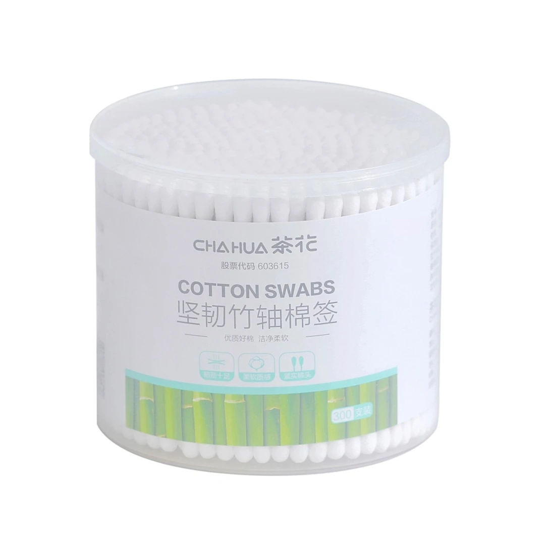 茶花*坚韧竹轴棉签双圆头质感棉头柔软优质紧实一次性家用