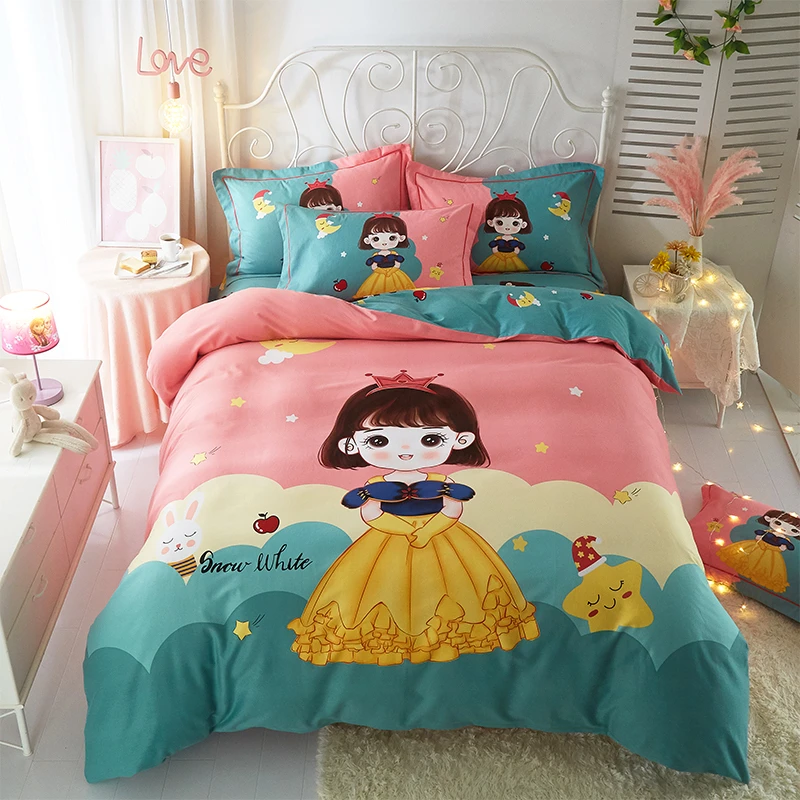 100棉 床上用品 全棉斜纹纯棉四件套-家纺 公主日记-粉女孩