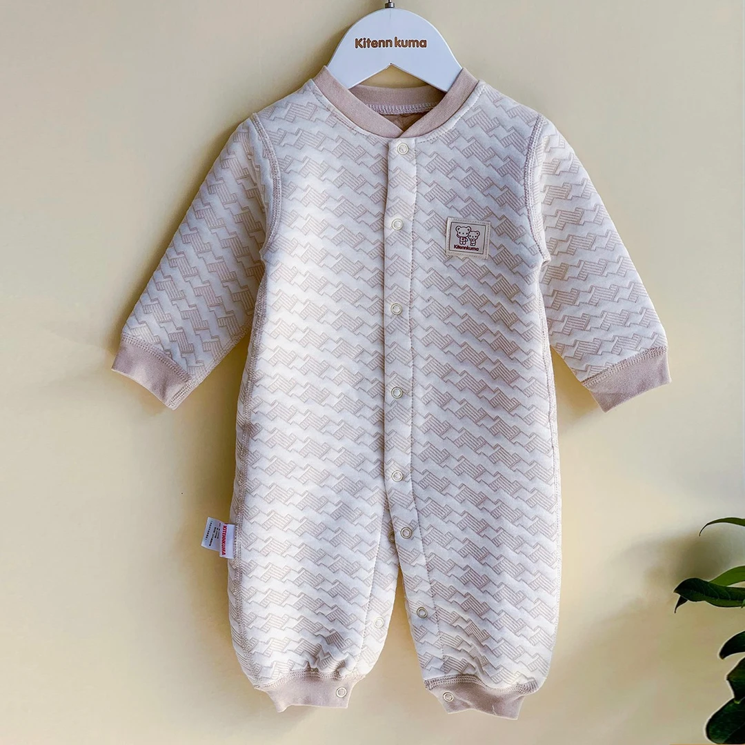 Kitennkuma/啊哦熊婴儿连体衣秋冬款彩棉空气层爬爬服宝宝连体衣