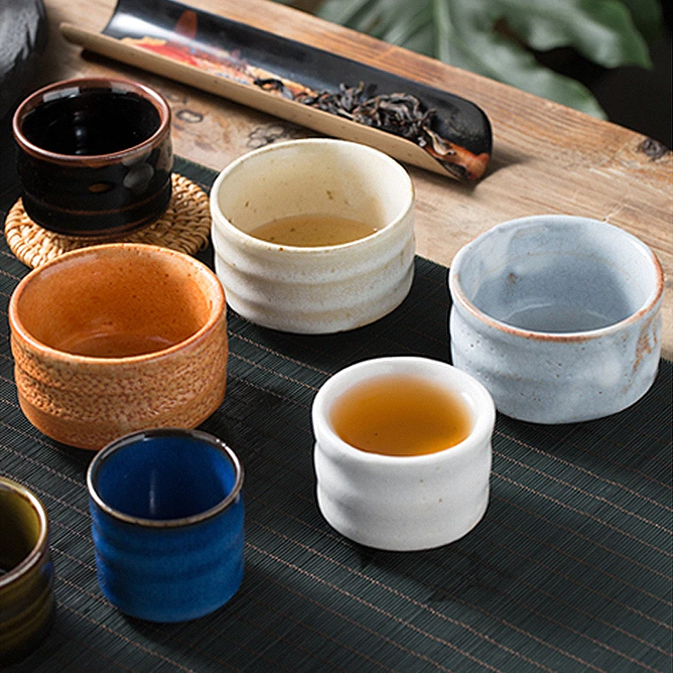 日本进口志野烧煎茶杯素色主人杯单杯功夫茶杯雅气窑变粗陶品茗杯